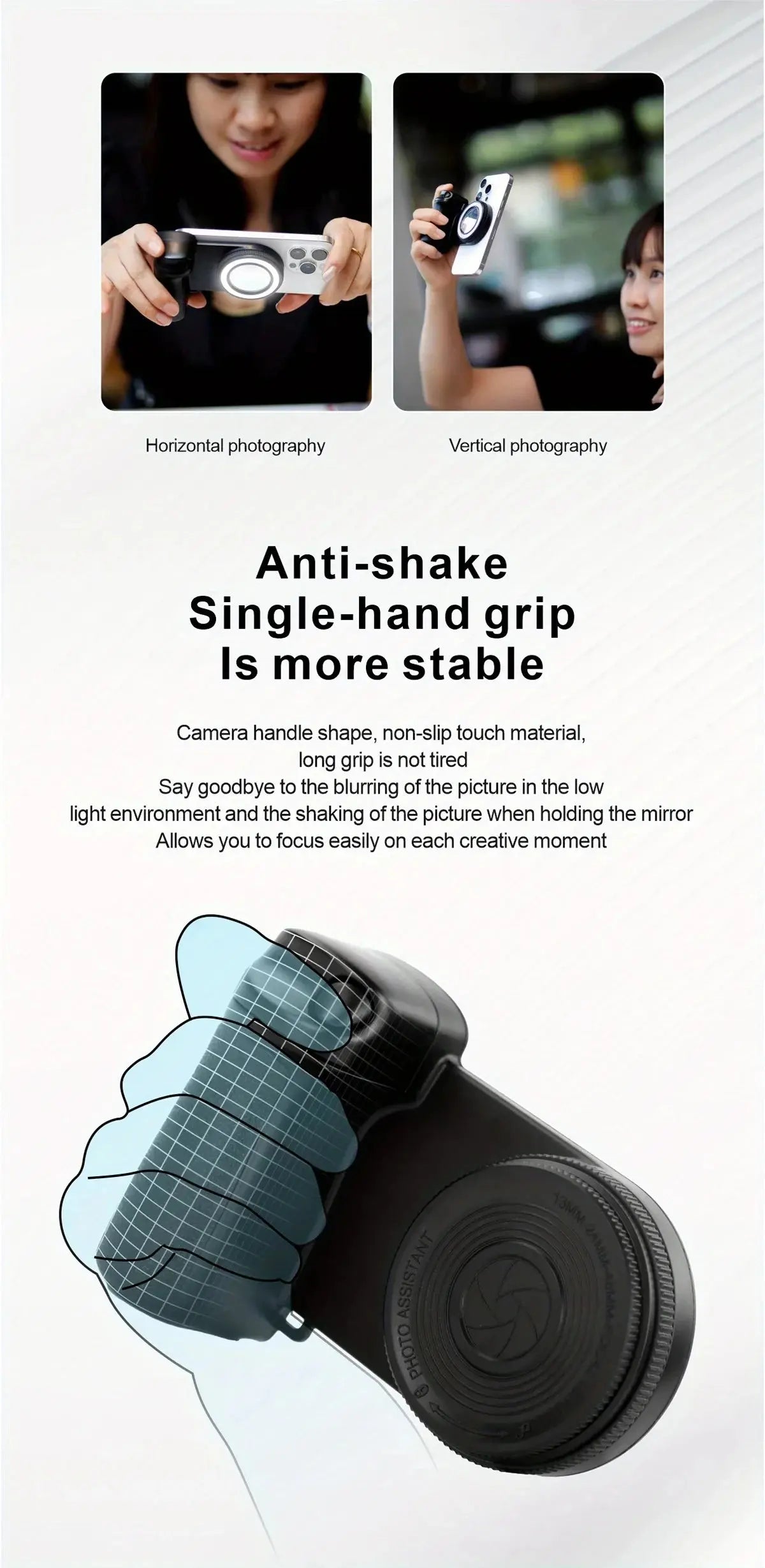 MagSafe Smartphone Handle Grip with Detachable Bluetooth Remote with Fill Light Anti-shake Selfie Handle for Iphone Android Ai-TechWorld 