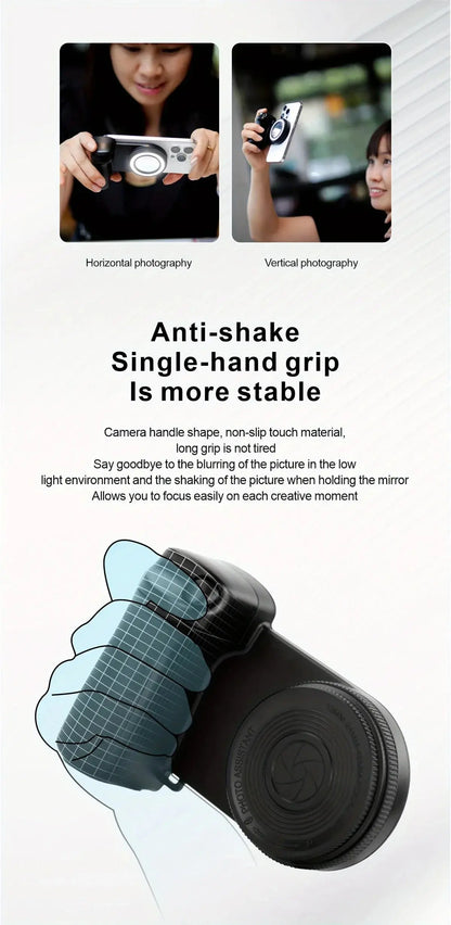 MagSafe Smartphone Handle Grip with Detachable Bluetooth Remote with Fill Light Anti-shake Selfie Handle for Iphone Android Ai-TechWorld 