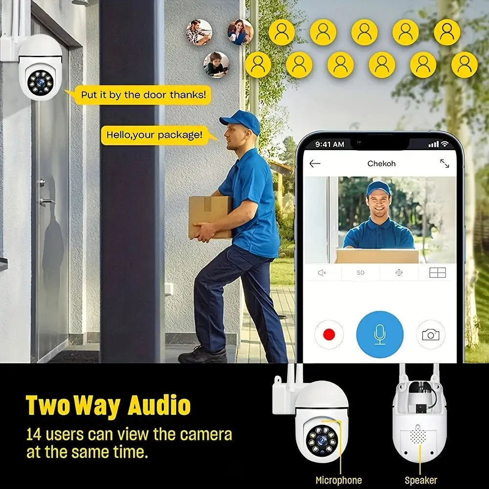 2PC Ease Life APP Wireless 1080P HD Indoor/Outdoor WiFi Security Camera, Color Night Vision, 2-Way Audio, 360° Pan/Tilt/Zoom, Mo Ai-TechWorld 
