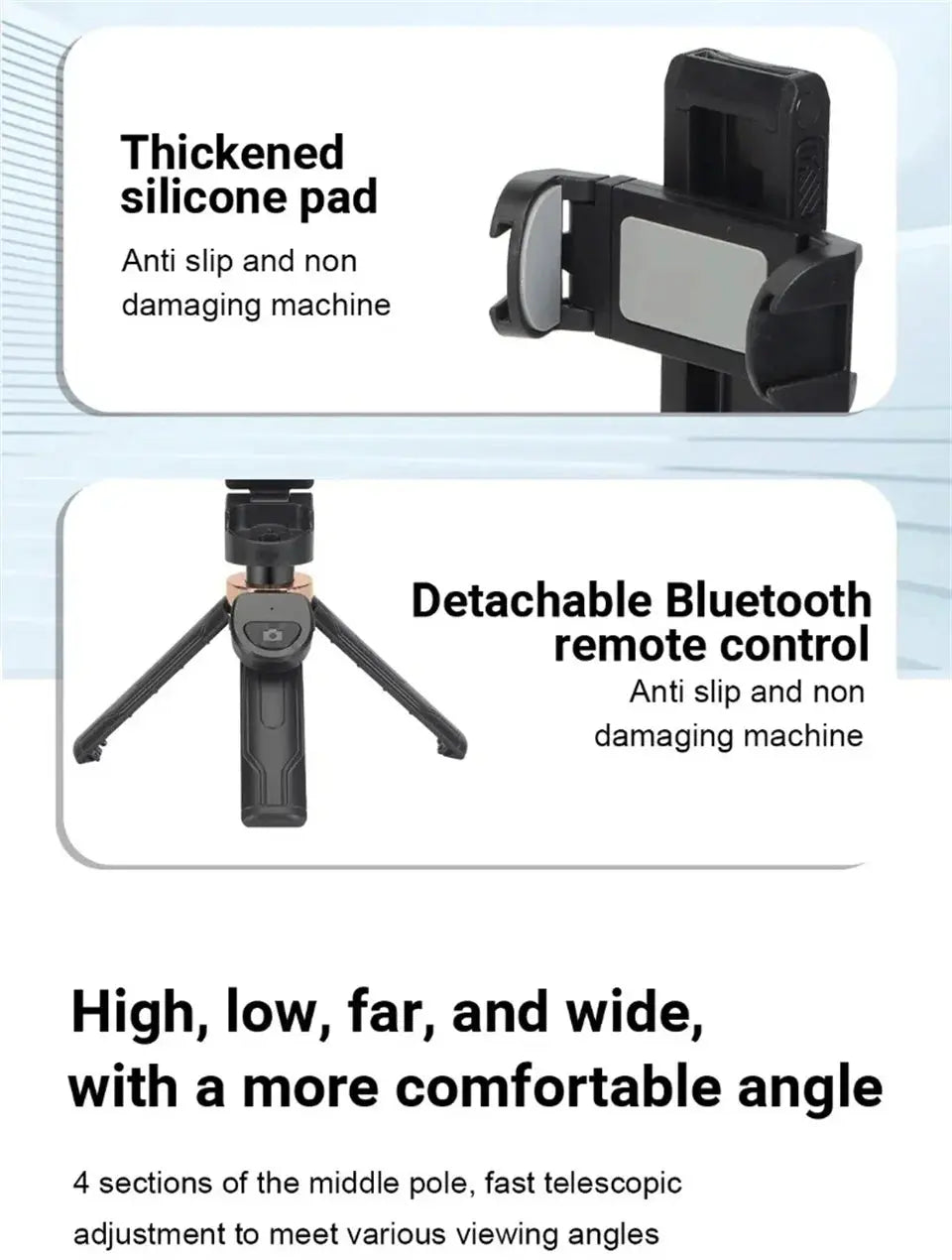 2025 new Selfie Stick Tripod with Wireless Bluetooth Remote, Portables Foldable Stand for iPhone Smartphone Vlog Shooting Record Ai-TechWorld 