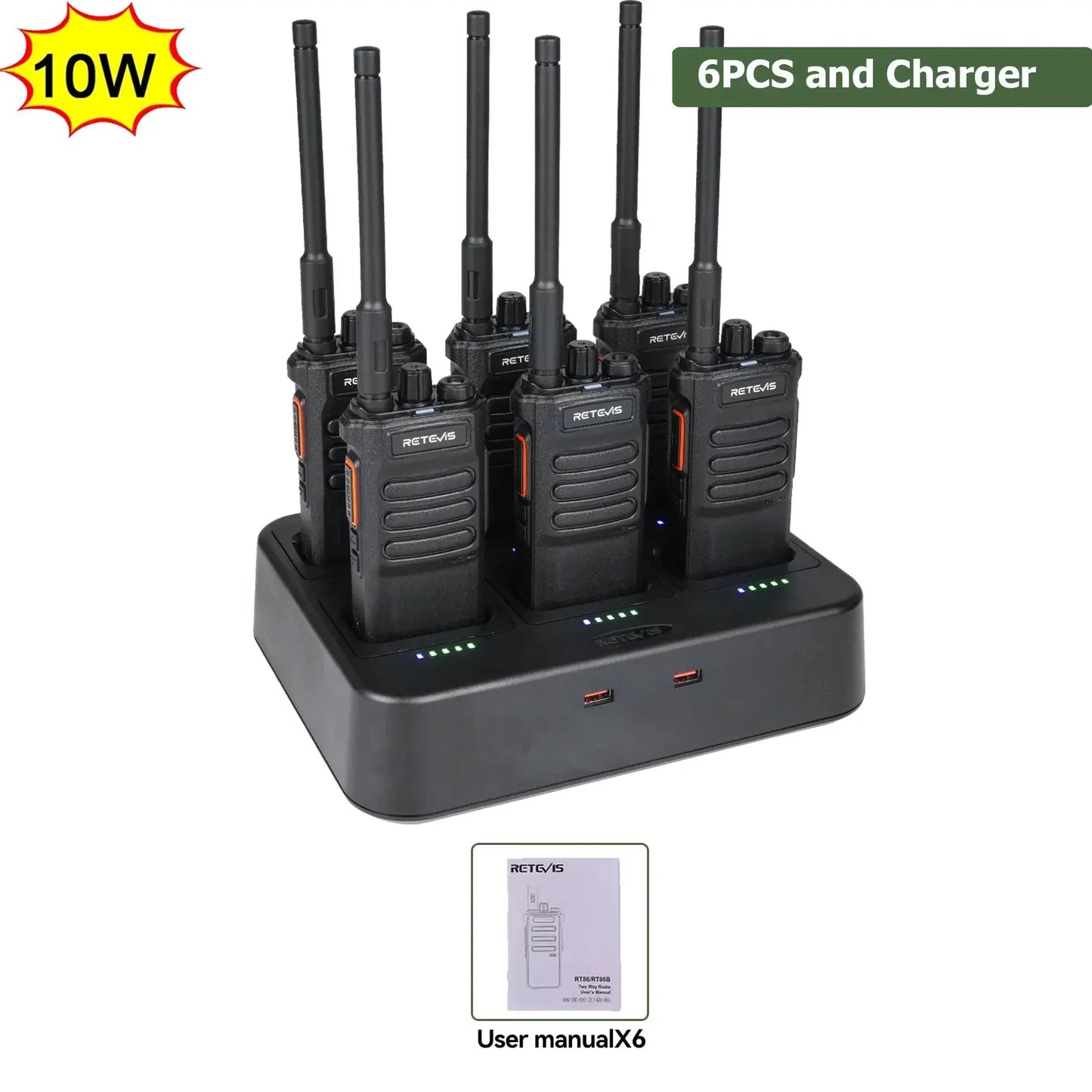 Retevis RT86 10W Walkie Talkie Professional Two Way Radio Long Range Walkie Talkie UHF Communication radio for Outdoor Business Ai-TechWorld 