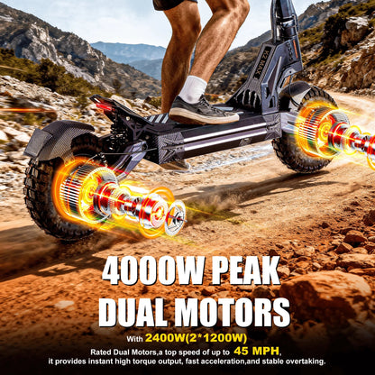 EOEOTWO K2MAX Electric Scooter 45Mph 4000W Peak Dual Motor 40Mile Range EScooter Adults Dual Suspension Fast Charging Scooter Ai-TechWorld 
