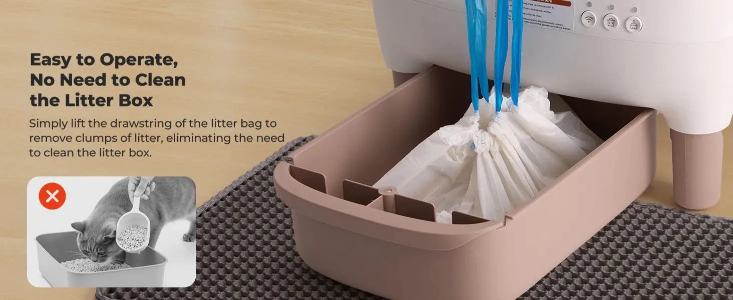Self Cleaning Litter Box, Automatic Cat Litter Box with APP Control, Odor-Free  Large Waste Bin, Open-Top for Multi Cats Ai-TechWorld 