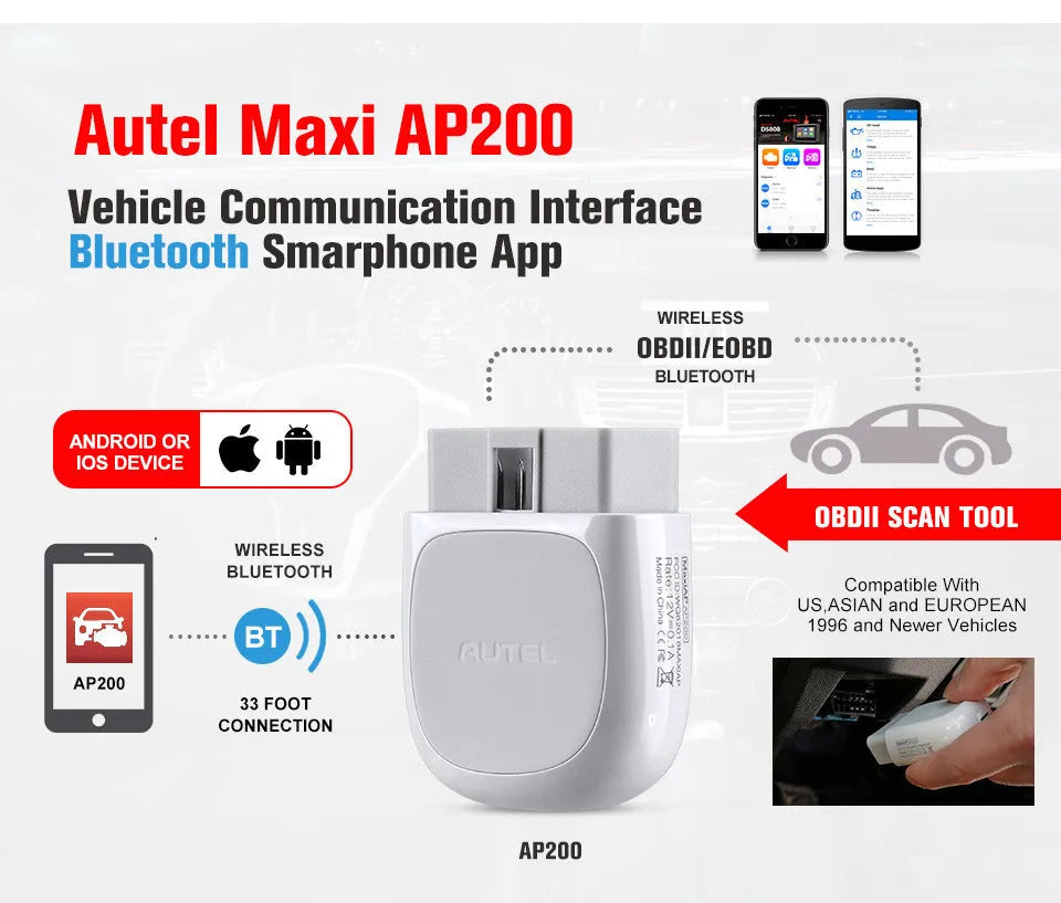 Autel MaxiAP AP200 Bluetooth Full Systems Diagnostic Tool with AutoVIN Service for Family DIYers Ai-TechWorld 