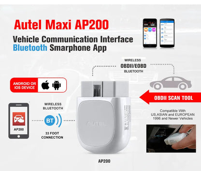 Autel MaxiAP AP200 Bluetooth Full Systems Diagnostic Tool with AutoVIN Service for Family DIYers Ai-TechWorld 