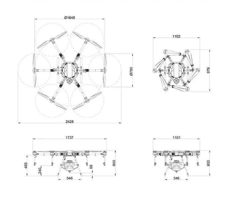 EFT E616P Heavy-Duty Agricultural Spraying Drone Frame - High Payload Multicopter for Crop Spraying & Precision Farming Ai-TechWorld 