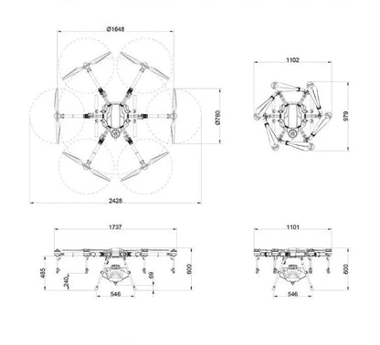 EFT E616P Heavy-Duty Agricultural Spraying Drone Frame - High Payload Multicopter for Crop Spraying & Precision Farming Ai-TechWorld 