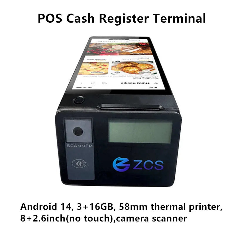 Z108 Android 14 Dual-Screen Desktop Tablet Cash Register with 8" Touch Display NFC Scanner 58/80mm Thermal Printer POS Terminal Ai-TechWorld   ai-techworld