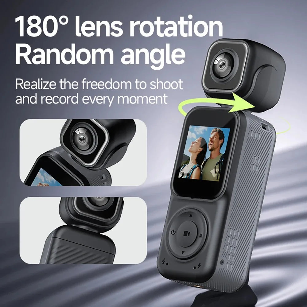 4K Dual lens Pocket Camera WIFI Vlog Camera Outdoor DV 180° Rotatable Anti-shake Bodycam Sports Action Portable Recorder Ai-TechWorld 