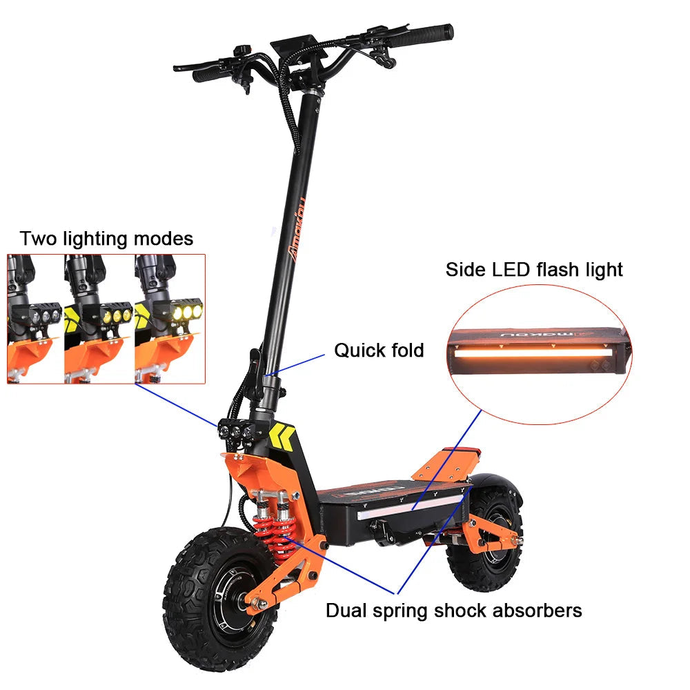 X5 6000W Dual Motor Eelectric Scooter in China Stock 60v 40ah Large Battery Remote Scooter with Seat 11-inch Tires Ai-TechWorld 