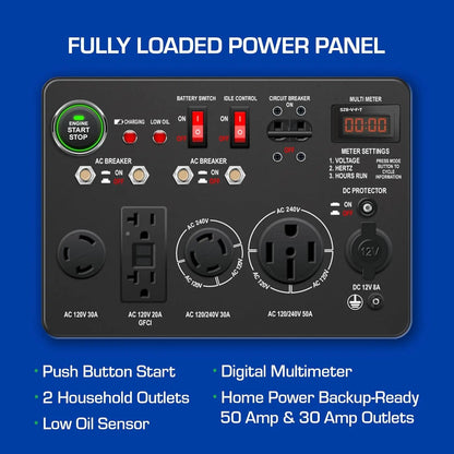 High-quality13,000-Watt Dual Fuel Portable Generator - Gas & Propane, Electric Start, Whole Home Backup Power, Transfer Switch Ai-TechWorld 