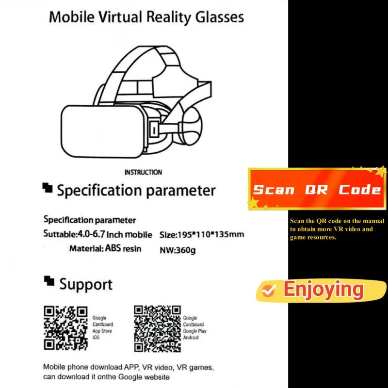 Original J60 4K Wireless Virtual Reality VR Glasses Stereo 3D Videos Google Cardboard Box Headset Helmet for Smartphone Max 6.7" Ai-TechWorld 