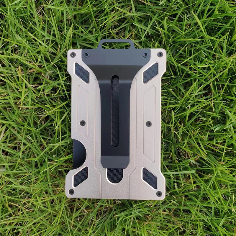 Wallet for Men Slim Aluminum Metal Money Clip with 1 Clear Window ID Badge Holder RFID Blocking Holds Up 15 Cards with Cash Clip Ai-TechWorld 