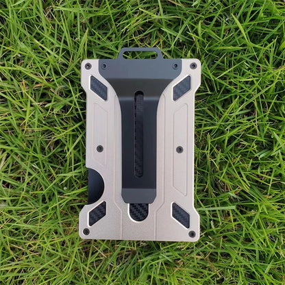 Wallet for Men Slim Aluminum Metal Money Clip with 1 Clear Window ID Badge Holder RFID Blocking Holds Up 15 Cards with Cash Clip Ai-TechWorld 