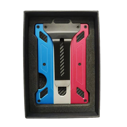 Wallet for Men Slim Aluminum Metal Money Clip with 1 Clear Window ID Badge Holder RFID Blocking Holds Up 15 Cards with Cash Clip Ai-TechWorld 