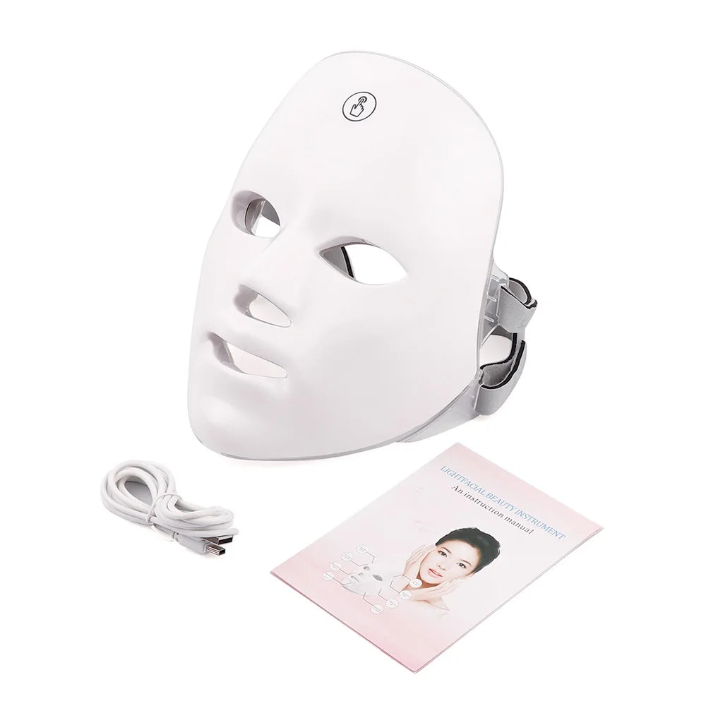Rechargeable Facial LED Mask 7 Colors LED Photon Beauty Mask Skin Rejuvenation Home Face Lifting Whitening Skin Care Beauty Mask Ai-TechWorld 