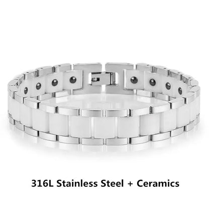 Titanium Steel Ceramic Energy Bracelet Stainless Steel Zirconia Couple Ceramic Bracelet Ai-TechWorld 