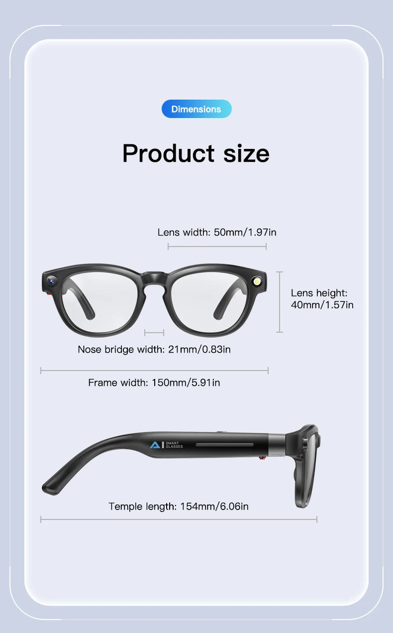 LIGE 4K 800W HD Camera Smart Glasses Recording Videos 290mAh AI Photo Recognition Chat Translation Bluetooth Photochromic Lenses Ai-TechWorld 