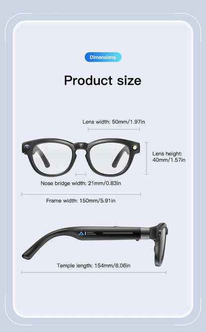 LIGE 4K 800W HD Camera Smart Glasses Recording Videos 290mAh AI Photo Recognition Chat Translation Bluetooth Photochromic Lenses Ai-TechWorld 