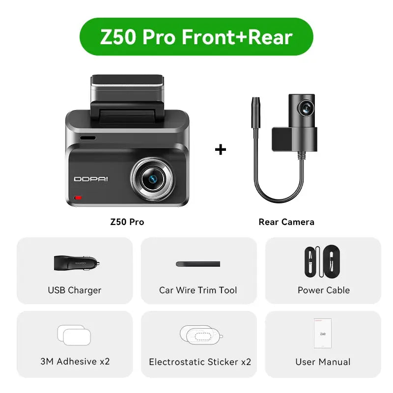 2025 New DDPAI Dash Cam Z50 Pro 4K Car Camera Night Vision 5GHz Wi-Fi GPS ADAS 24H Parking Monitor Support Front and Rear Cam Ai-TechWorld 