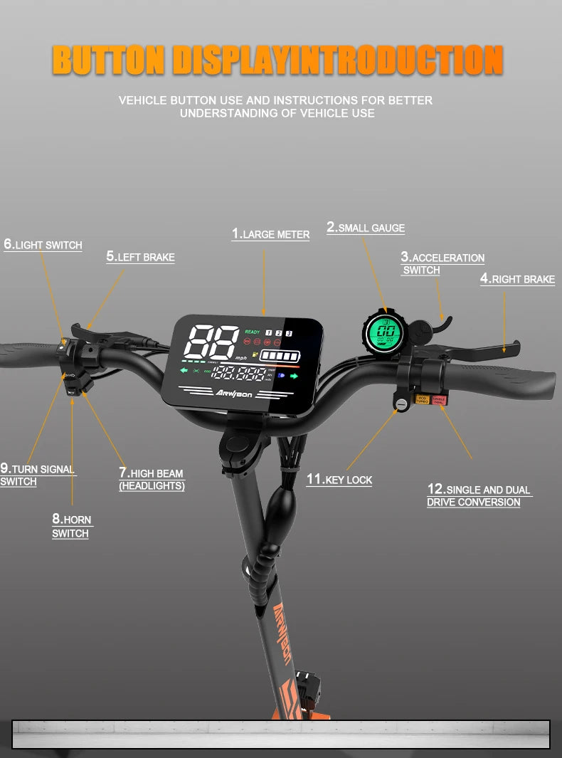 Arwibon 5600W Adult Electric Scooter Dual Motor Top Speed 46MPH,60V27AH, 11-inch Off-Road Tires Sport Folding eScooter with Seat Ai-TechWorld 