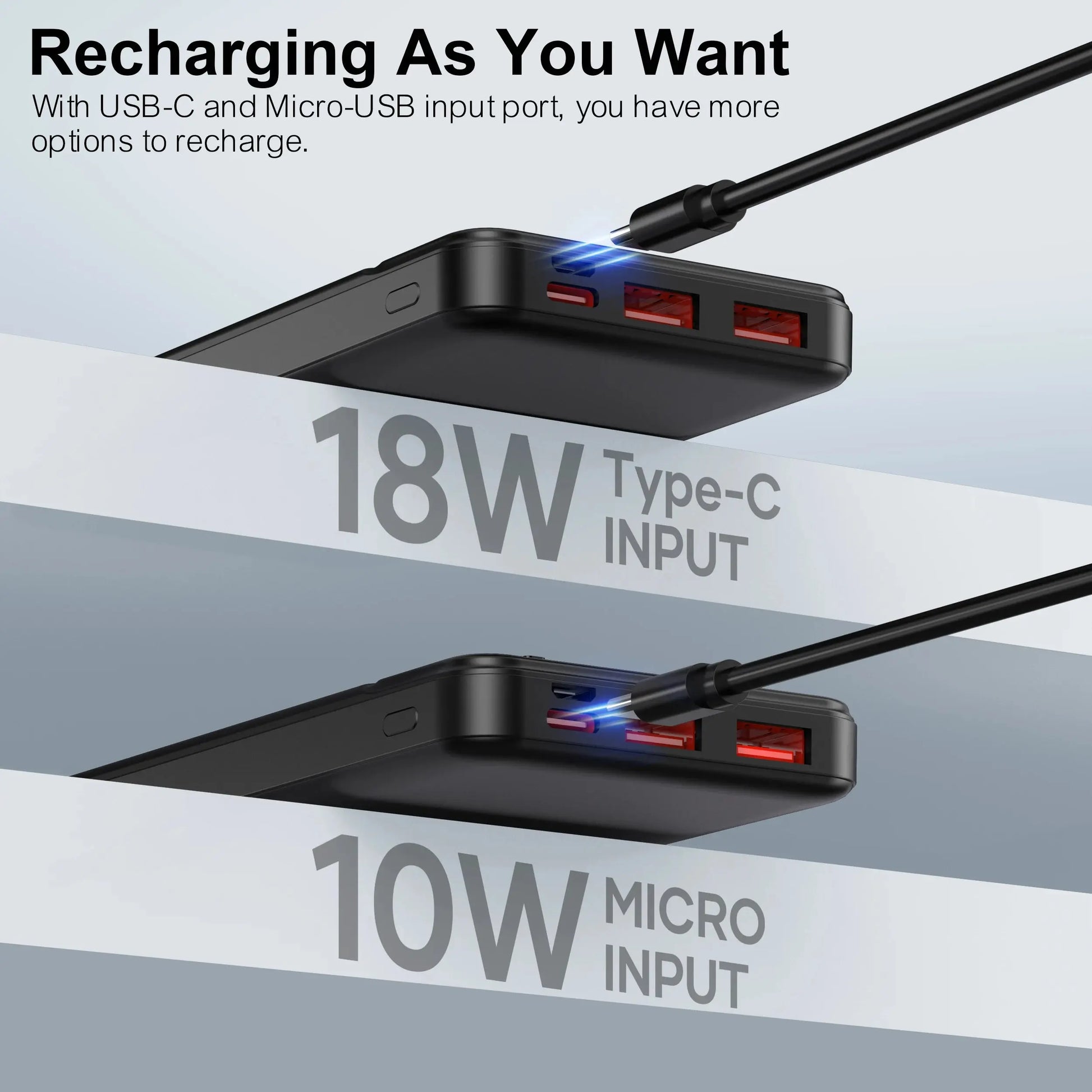 Portable Charger Power Bank 10000mAh, PD 22.5W Battery Pack, Slim Design, 3 Outputs, 2 Input. Ai-TechWorld 