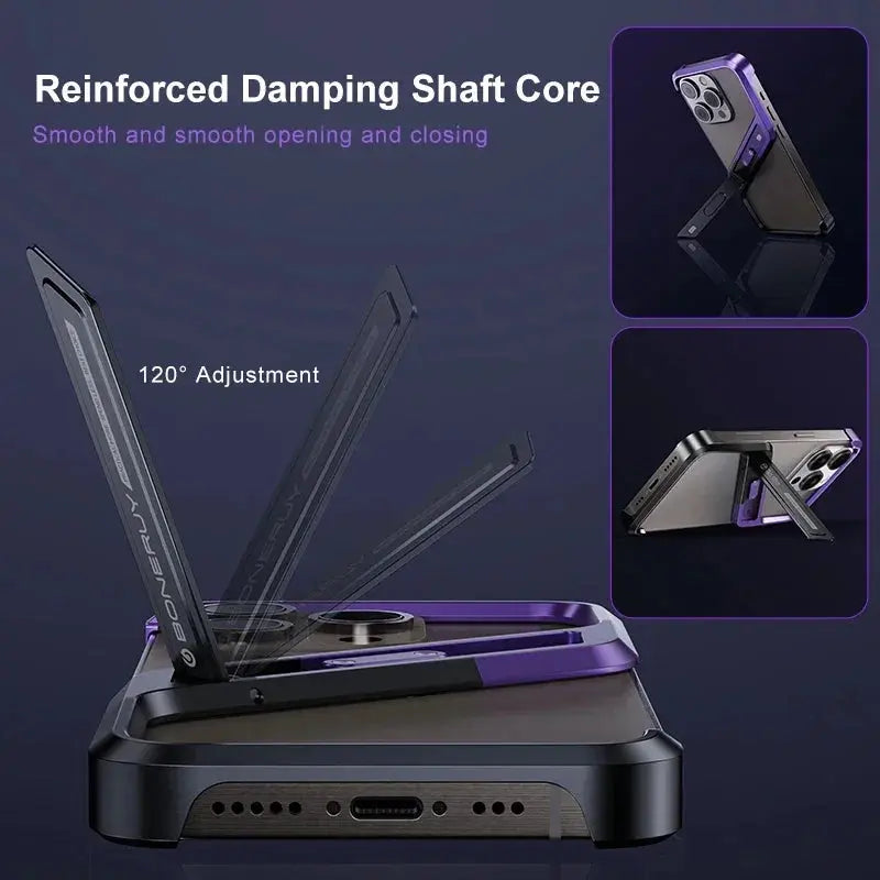 S-Shaped Metal Geometric Rimless Phone Case For iPhone 14 15 16 Pro Max 16ProMax Aluminum Alloy Hidden Stand Bracket Cover Funda Ai-TechWorld 