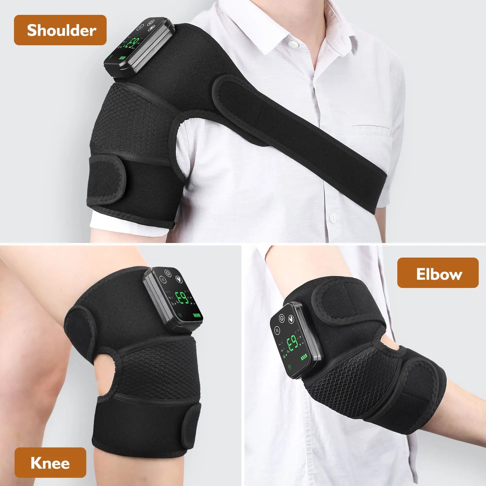 Thermal Knee Massager 3 in 1 Shoulder Knee Elbow Heating Massage Support Brace Rechargeable Vibration Pad Machine Muscle Relax Ai-TechWorld 
