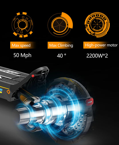 Dual Motor 46mph 80kmh Hydraulic Absorber Brake Powerful Off-road Adult Double Motor Big 60V 11inch Tires Electric Scooter Ai-TechWorld 