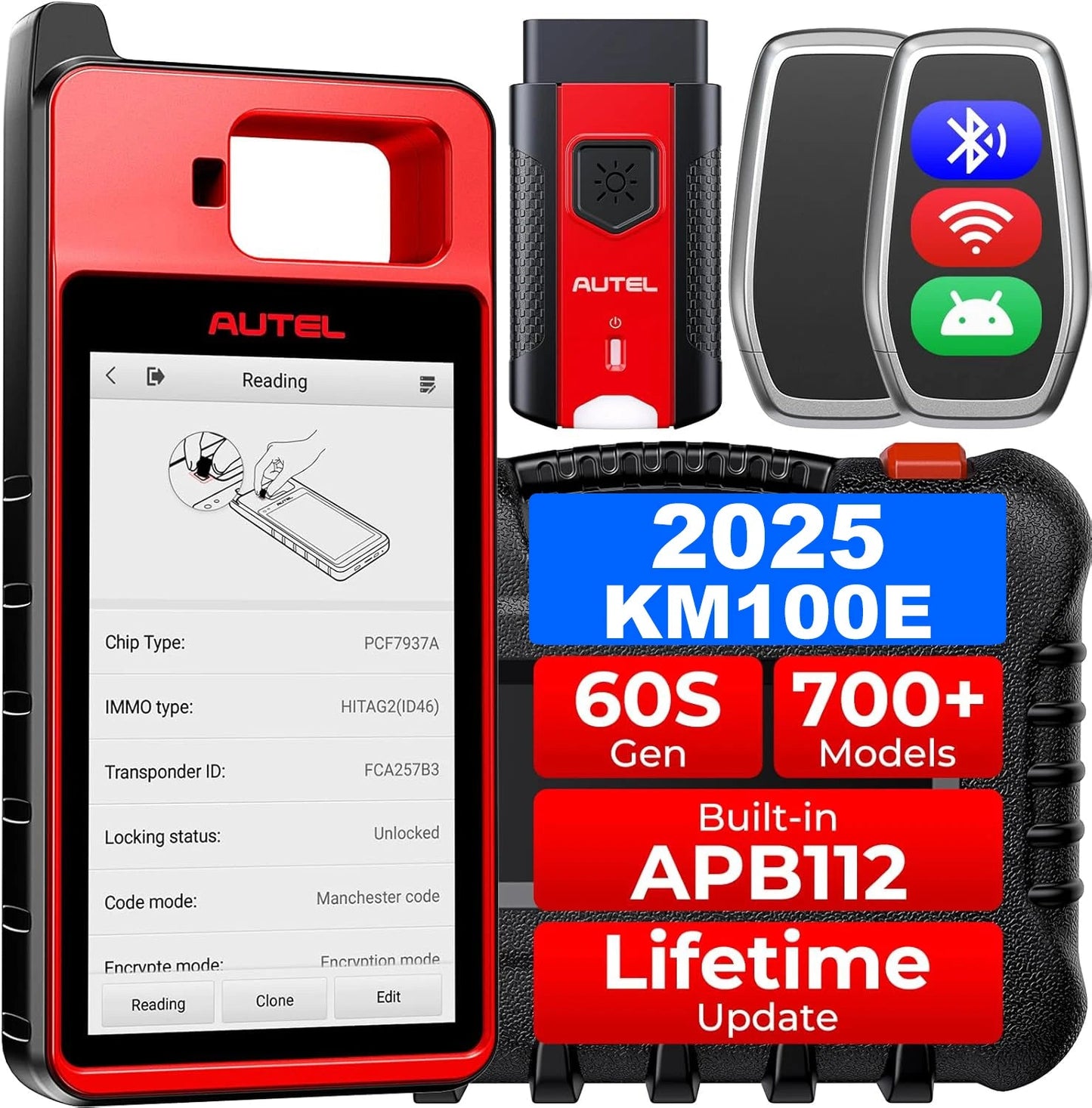 Autel MaxiIM KM100E Key Fob Programmer Immobilizer Tool Key Creation IMMO Learning Chip Read Write Cloning Frequency Detection Ai-TechWorld 