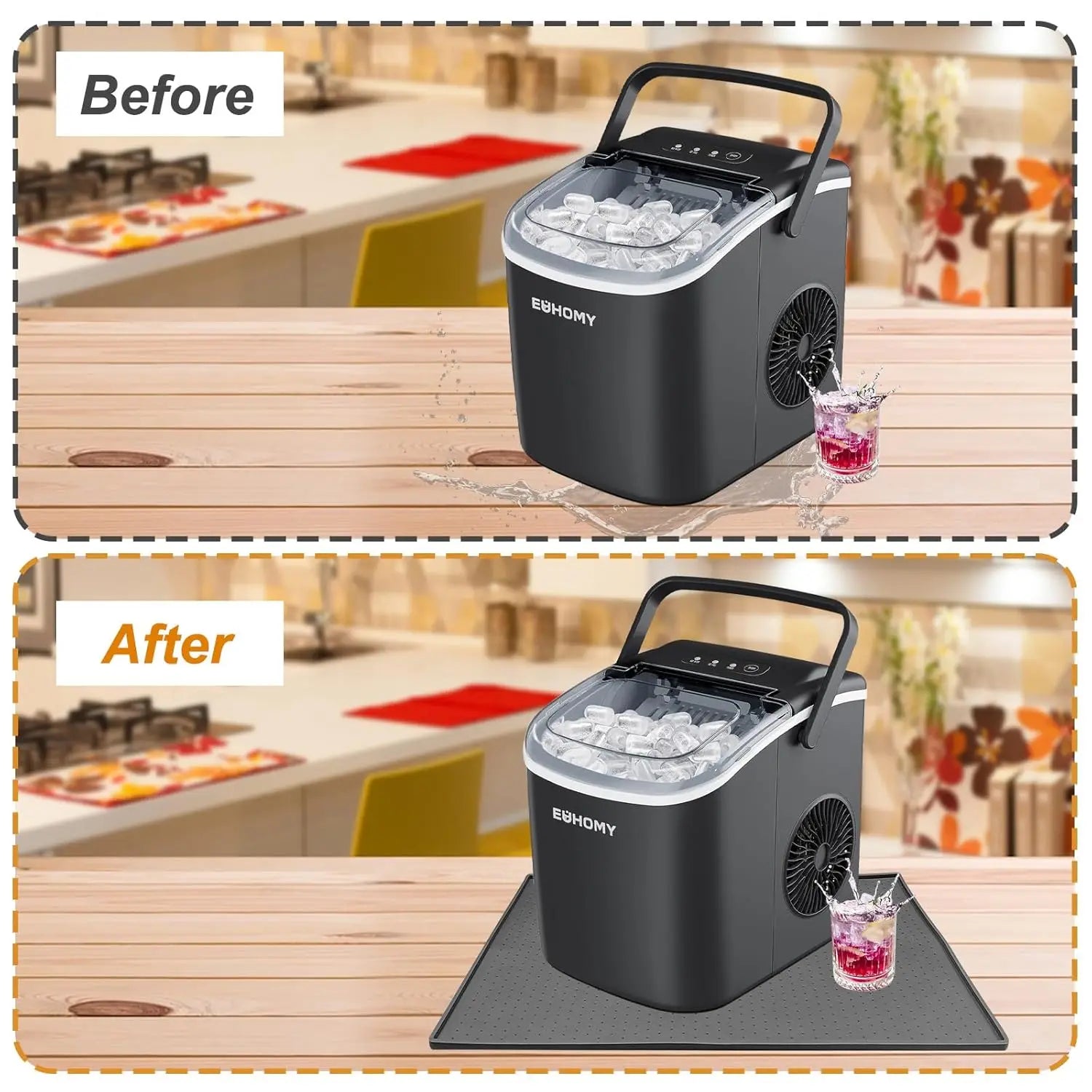 Silicone Ice Maker Mat with Raised Edge to Prevent Spills, Non-Slip Dots, Portable 19x12 Inches for Countertop Ai-TechWorld   ai-techworld