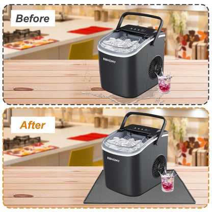 Silicone Ice Maker Mat with Raised Edge to Prevent Spills, Non-Slip Dots, Portable 19x12 Inches for Countertop Ai-TechWorld   ai-techworld