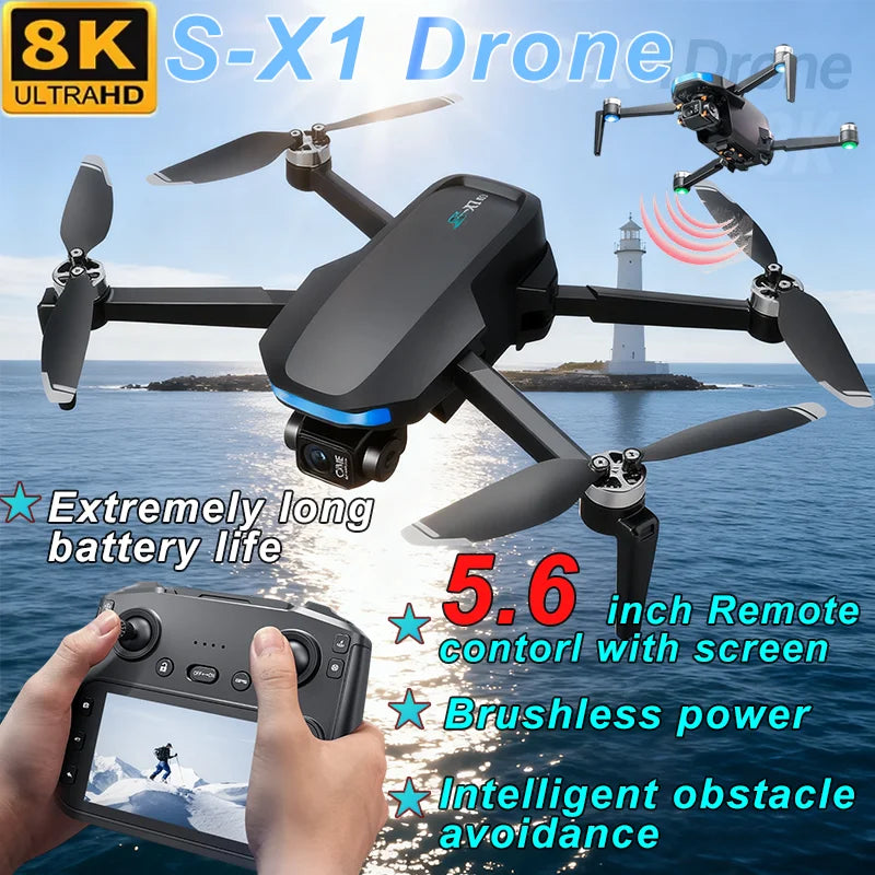 2025 New S-X1 Drone With 8K HD Camera 3-Axis Gimbal 5G GPS Anti-Shake Brushless Quadcopter For Aerial Photography And Video Gift Ai-TechWorld 