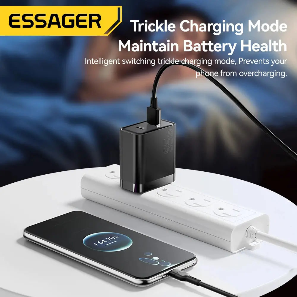 Essager 65W GaN Charger USB PD Type C Fast Charging  Phone Adapter QC3.0 For iPhone 16 Pro Max Samsung Galaxy S23 Xiaomi Huawei Ai-TechWorld 