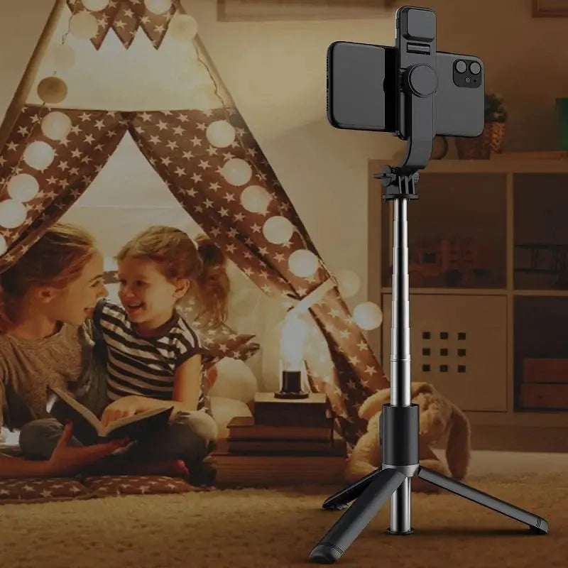 Selfie Stick With Wireless Bluetooth LED Fill Light Extended Tripod Ai-TechWorld 