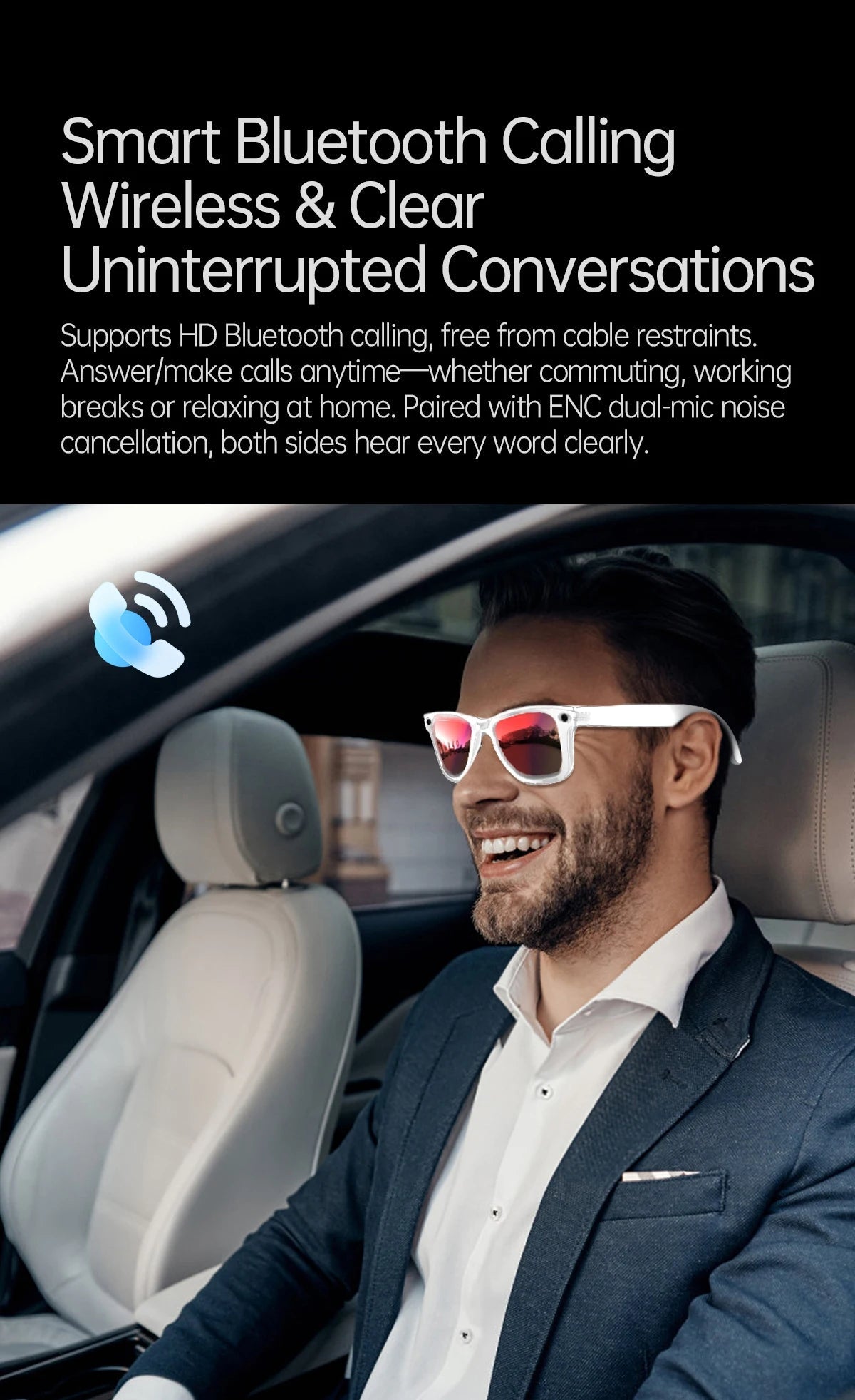 AI Smart Glasses 5 Million Pixels Recording Videos Photo Recognition Answer Translation 290mAh IP66 Waterproof Bluetooth Glasses Ai-TechWorld 