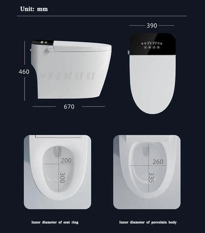 Luxury Smart Toilet Built In Water Tank Toilet Heated Seat Elongated Toilet Blackout Food flush Night Light Built-in Bidet Seat Ai-TechWorld 