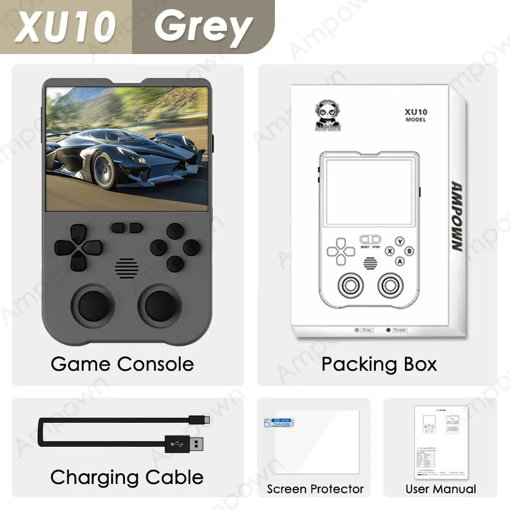 Ampown XU10 Handheld Game Console 3.5" IPS Screen 3000mAh Battery Linux System Built-in Retro Games Portable Video Game Console Ai-TechWorld 