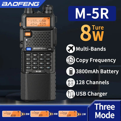2X BAOFENG M-5R 8W Walkie Talkie 3800mAh Battery Multi Band AM Type-C USB Copy Upgraded UV-5R UV5R Long Range Two Way Ham Radio Ai-TechWorld 