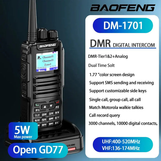 Baofeng 1701 Upgrade DM-1702 Openg GD77 GPS Dual Mode Analog And Digital Walkie Talkie Tier 1+2 Dual Time Slot VHF 136-174 UHF 4 Ai-TechWorld 