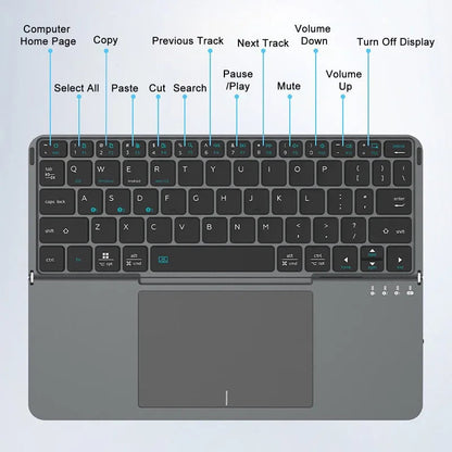 Multi-functional Wireless Bluetooth 5.0 Folding Keyboard for Tablet/Phone/PC Detachable Leather Stand Touch Portable Keyboard Ai-TechWorld   ai-techworld