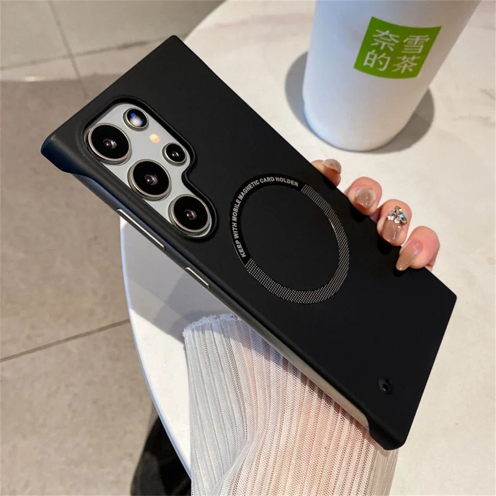 Luxury For Magsafe Thin PC Matte Frameless Phone Case For Samsung S24 S25 Ultra Edge S23 FE S22 S21 S20 S10 S9 Plus Back Cover Ai-TechWorld 