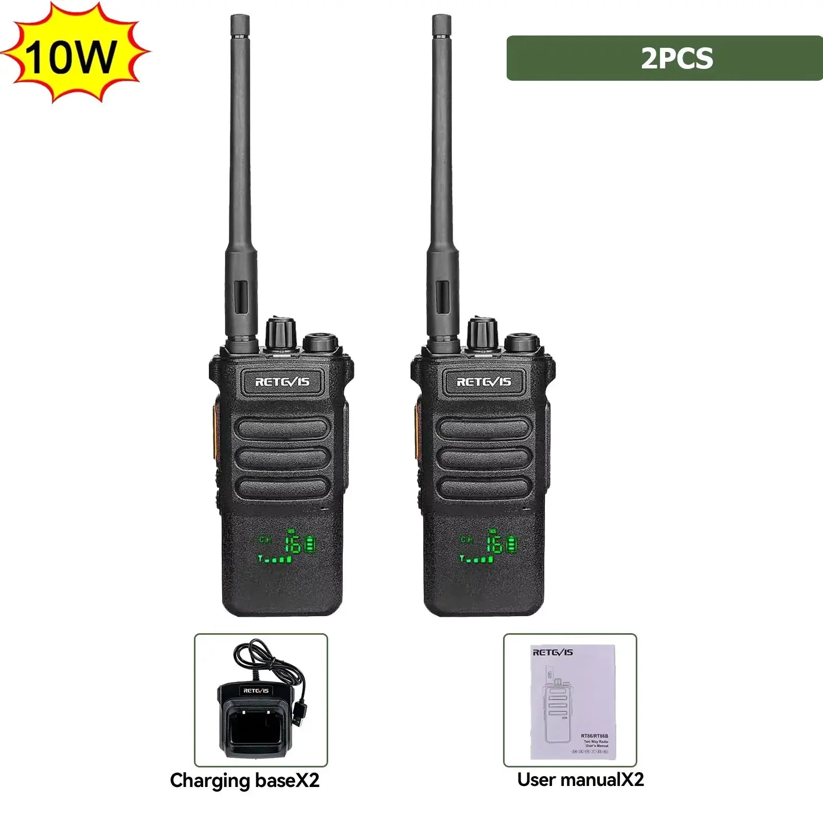 Retevis RT86 10W Walkie Talkie Professional Two Way Radio Long Range Walkie Talkie UHF Communication radio for Outdoor Business Ai-TechWorld 