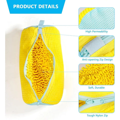 Durable Shoe Washing Machine Bag for All Shoe Types-Yellow with Blue Zipper,Ideal for Sneakers and Casual Shoes,Laundry Wash Bag Ai-TechWorld 