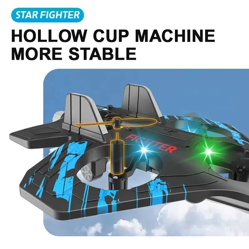 2.4G remote control fighter electric foam glider stunt tumbling UAV hovering helicopter with LED colorful lights aircraft model Ai-TechWorld 