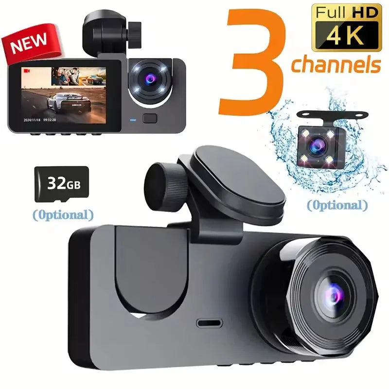 Car DVR 3Channel Dash Cam for Car 4K Video Recorder WIFI APP Dashcam Front and Rear View Camera Night Vision Car Accessories Ai-TechWorld 