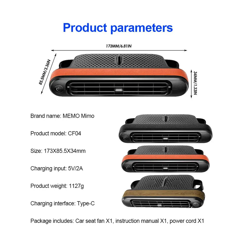 Portable Car Seat Cooling Fan Car Rear Backrest Electric Fan USB Power Supply Fan Air Conditioner Car Interior Accessories Ai-TechWorld 