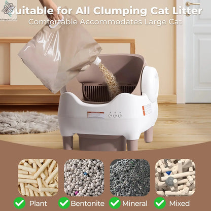 Self Cleaning Litter Box, Automatic Cat Litter Box with APP Control, Odor-Free  Large Waste Bin, Open-Top for Multi Cats Ai-TechWorld 