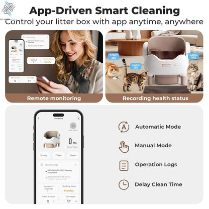 Self Cleaning Litter Box, Automatic Cat Litter Box with APP Control, Odor-Free  Large Waste Bin, Open-Top for Multi Cats Ai-TechWorld 
