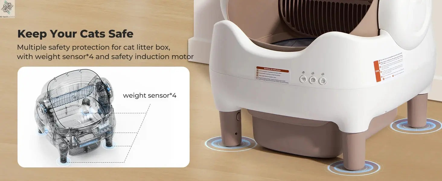 Self Cleaning Litter Box, Automatic Cat Litter Box with APP Control, Odor-Free  Large Waste Bin, Open-Top for Multi Cats Ai-TechWorld 